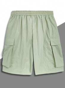 Manfinity Dauomo Pantalones cortos cargo casuales para hombres, corte holgado, minimalista, versátil, pantalones deportivos de verano