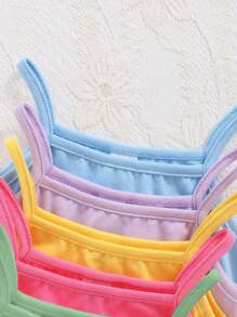 SHEIN Bộ 5 chiếc áo ba lỗ không tay dệt kim trơn đơn giản cho bé gái - màu xanh lá - Xem 5