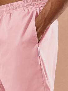 SUMWON 优质沙滩短裤夏季沙滩泳裤运动游泳短裤带松紧腰带侧袋休闲运动冲浪泳池水上活动 - 藕粉色 - 查看 6