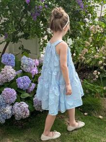 LMoss Kids 年轻女孩提花无袖修身休闲连衣裙