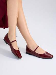 MOTF PREMIUM COMFORTABLE AND SIMPLE WOMEN'S FLAT SHOES, VERSATILE SORCERESS SORCERESS BURGUNDY FLATS, FOR NEW YEAR HOLIDAY, SPRING SHOES, SPRING BREAK EASTER FOR CHRISTMAS