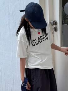 DAZY T-shirt casual pour jeune fille adolescente, automne, vêtements de rentrée scolaire - Blanc - Voir 4