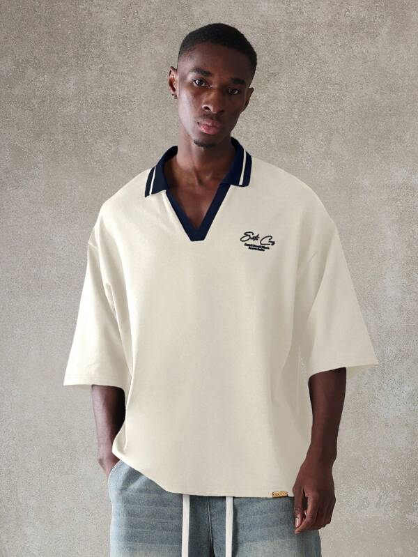 SUMWON Soft Cotton Oversized Polo Rugby Shirt Classic Logo Detail Athletic Sports Casual Streetwear Spring Summer Fall Collection Training Leisure Daily Essential
