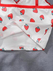 Girls' Strawberry Print Camisole, Comfortable And Sweet Top For Pre-Teens