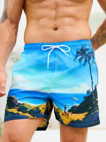 Surfspeed Men's Summer Vacation Beach Printed Drawstring Waist Beach Pants - Multicolor - View 1