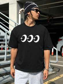 DAZY Abstract Letter Print Black Dark Style Men T-Shirt, Summer,Graphic Tees