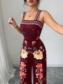 Elenzga 女式夏季优雅花卉印花连体裤