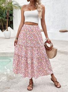 SHEIN PETITE Jupe fleurie pour femme, pour l'été