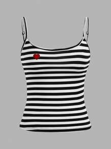 SHEIN EZwear Blusa sin mangas corta con diseño bordado en forma de corazón, sexy y ajustada, adecuada para el verano, viajes a la playa y festivales de música - Multicolor - Ver 9