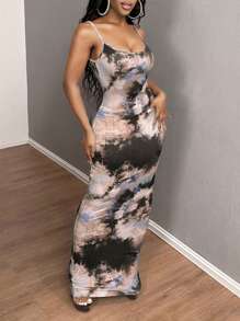 SHEIN SXY Robe de retour élégante, sexy et confortable avec motif teinté - Vieux Rose - Voir 4