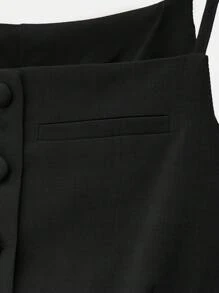 Maija 2025 New Business Casual Women's Vest, Adjustable Spaghetti Strap Front Button Closure Knit Tank Top, Suitable For Winter And Summer - Black - View 6