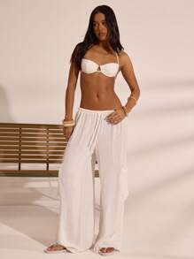 MUSERA Halter Neck Strappy Bralette Top Spring  Vacation Boho Ibiza Elegant Beach Cute Beach House Going Out Club Sexy ,Elegant - White - View 5