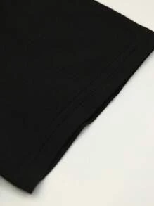 Maweii Áo thun nữ in họa tiết MILANO - Cổ tròn thanh lịch, thoải mái, thời trang, chất liệu pha polyester thoáng khí, mặc thường ngày - màu đen - Xem 4