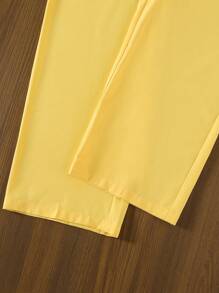 Sparklyn 2件套青少年女孩休闲优雅华丽3D花卉图案背心衬衫和裤子套装 - 黃色 - 查看 8