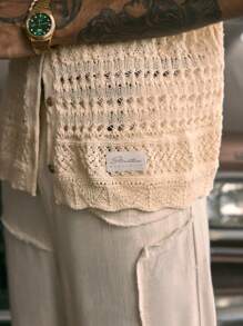 AXEPEAK Assorted Sizes Water-Soluble Floral Print Lapel Short Sleeve Loose Fit Men's Knitted Top