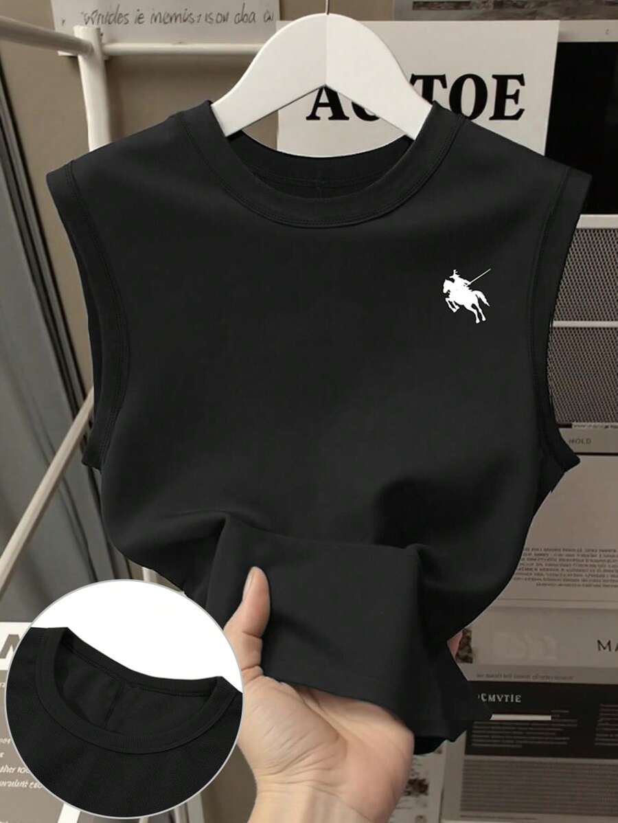 Manfinity Dauomo Men's Loose Fit Tank Top, Fashionable For Summer - Black - View 1