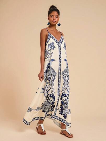 Travachic Women's  Fashionable Tropical Print Midi Length Sleeveless Dress,Vacation Outfits Woman,Concert Outfit Women,Tropical Vacation, Vacation,Bohemian Clothes,Suitable For Holiday , Afternoon Tea, Wedding Season, Beach Cruise Vacation, City Road Trip Vacation, Boho Vacation, Music Festival , Beachwear, Easter, Beach Outfits For Woman,, Elegrant Dress For Women, Vacation Outfits Women, Concert Outfit Women, Tropical Vacation Woman Clothes, Holiday Outfits, Bohemian Clothes,For Spring Sunmmer And Autumn