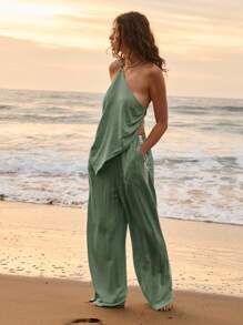 Aralina 海滩度假夏季不对称单肩无袖宽松背心