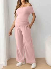 SHEIN Maternity Two Pieces Suits - Baby Pink - View 5