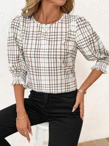 SHEIN Clasi Damen Rundhalsausschnitt Halbarm Lockeres Freizeithemd Sommeroutfits für Damen Country-Outfits Damen Country-Outfits Damen Hemden für Damen Sommerarbeitskleidung Damen Business Casual Lehrerinnen-Outfits für Damen Country-Outfits Damen - Aprikosenfarben - Übersicht 8