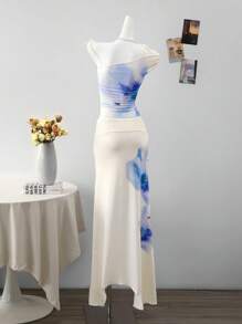 INAWLY Women Two Pieces Outfits For Daily Wear - White - View 3