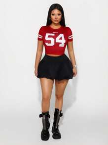 Sirith Maglietta casual sportiva alla moda con lettera rossa