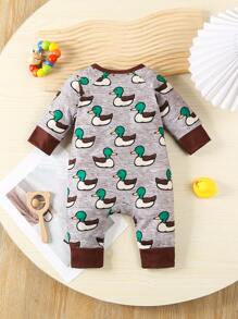 New Baby Spring Cute Duck Pattern Front Zipper Design Comfortable Fashion Casual Jumpsuit - Multicolor - View 2