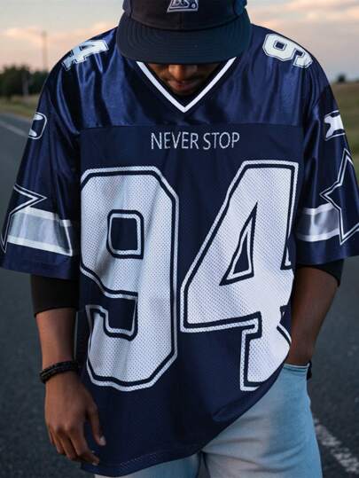 Manfinity LEGND Plus Size Men's Mesh V-Neck Sports Baseball T-Shirt