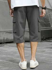 Manfinity Homme Men's Casual & Fashionable Versatile Capri Cargo Pants - Dark Grey - View 2