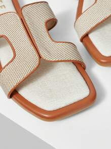 MOTF PREMIUM WOMEN CASUAL AND SIMPLE SUMMER CONTRAST BINDING HOLLOW OUT SQUARE TOE FLAT SANDALS, FOR NEW YEAR HOLIDAY, SPRING SHOES SPRING BREAK EASTER FOR CHRISTMAS - Brown - View 6