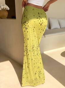 Serisse Váy dài đính sequin mùa hè mới, váy đuôi cá lưới đàn hồi thêu sequin màu xanh lá cây, trang phục ngày lễ thanh lịch, áo hai dây thêu sequin, lễ hội hóa trang, Ibiza, váy đính hạt màu xanh lá cây xô thơm lấp lánh - màu xanh lá - Xem 2