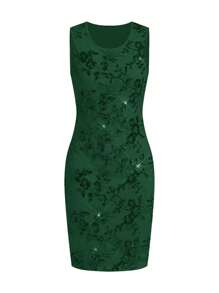 Ellevyn 2 Stücke/Set Damen Glitzer Party Kleid mit anliegender Kurzjacke