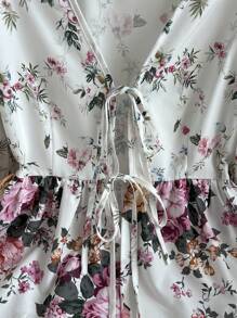 Flirla Plus Size Floral Print Casual Shirt For Summer - Multicolor - View 3