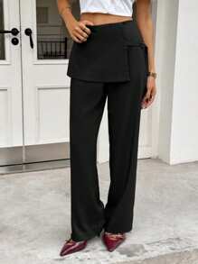 Siren Gaze Women's High-Waist Double Layer Fitted Slimming Grey Formal Pants, Suitable For Commuting Business Casual Woman Winter Black Spring - Black - View 5