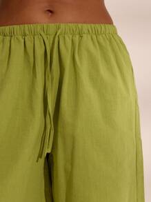 MUSERA 条纹亚麻质感系带长款短裤，夏季度假波西米亚风，伊比沙岛优雅海滩风，可爱迷人。海滩小屋