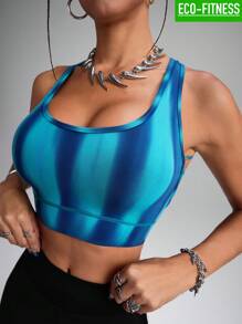 Innovista Sujetador deportivo sin costuras, sostén activo de gimnasio de gran estiramiento, transpirable y con soporte moldeador, top tipo chaleco, top corto, camisetas sin mangas, sin cables, tela transpirable, de secado rápido, suave como la mantequilla, compresión y cómodo, con corte de malla y calado, azul, tie-dye, aurora, degradado, para levantamiento de pesas, entrenamiento de fuerza física, mancuernas, exterior, ciclismo, motociclismo, correr, ejercicios aeróbicos y cardio, yoga y pilates, boxeo, senderismo y trekking, tenis y golf, equipo de entrenamiento de máquinas y aparatos, ropa de entrenamiento y chándal, athleisure urbano, ícono de moda, impresionante y elegante, brilla y siente para festival de música y fiesta, ropa deportiva sexy y de calle, ropa esencial para el día a día, activewear de , motivación de verano