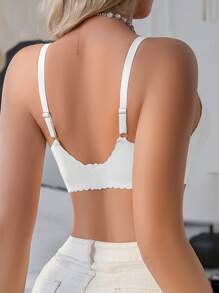 1 szt. Bezszwowy, siatkowy, patchworkowy, jednolity kolor, falbaniasty brzeg, regulowany, wyjmowany, usztywniany, bezprzewodowy biustonosz