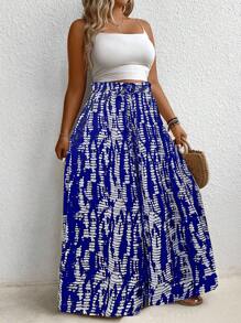 SHEIN LUNE Plus Size Loose Fashionable Pants, Suitable For Summer - Royal Blue - View 1