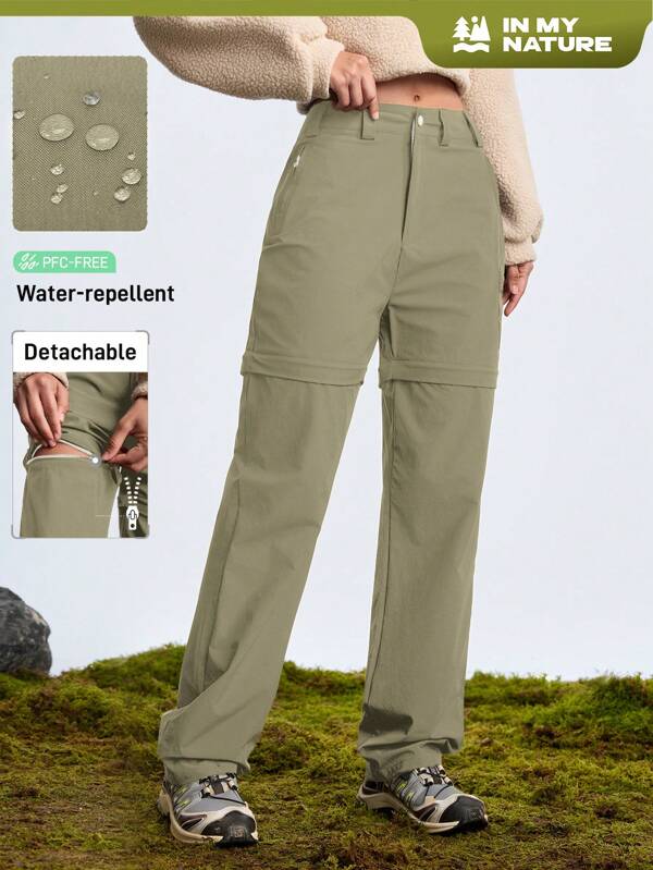 In My Nature In My Nature Pantalones de senderismo para mujer, resistentes al agua y sin flúor, desmontables, aptos para acampada, trekking y transporte urbano