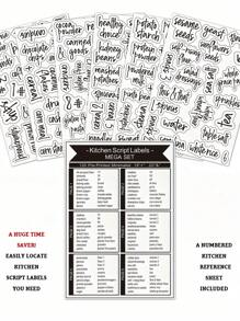 SHEIN Sheets Of Six Kitchen Labels - Waterproof Pantry Stickers For Spice Jars, Containers And Storage Organization, Home Edit Style