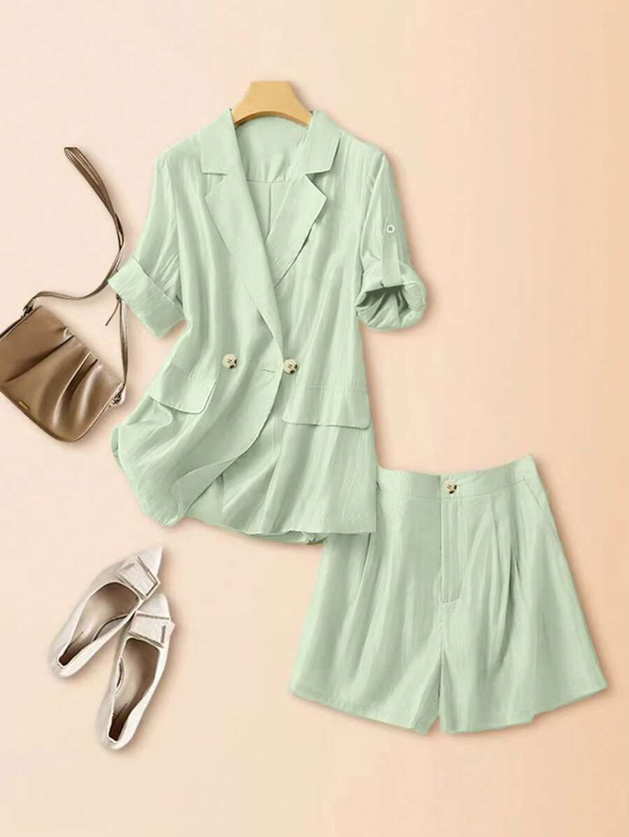 Franclia Women Two Pieces Outfits For Daily Wear - Green - View 1