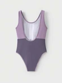 JNSQ Back To School Clothes, Tween Girl Clothes Outdoor Professional Sports Patchwork Contrast Color Swimsuit, Tween Girl One-Piece Patchwork Contrast Color Swimsuit