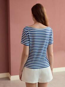 MOTF PREMIUM STRIPED PRINT SHORT SLEEVE T-SHIRT