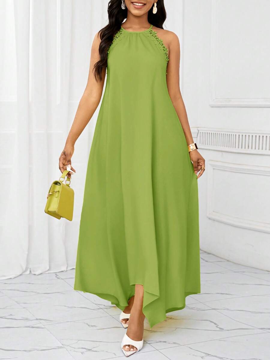 SHEIN Lady Holiday Dresses Wedding Guest Dress Women's Dresses Summer Women Dresses Holiday Leisure Long Suspender Dress Green - Green - View 1