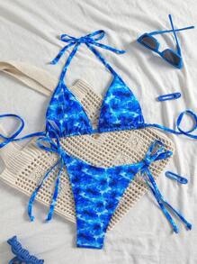 Swim Vcay 花卉印花比基尼套装，随机图案，海滩和度假