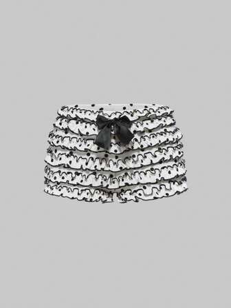 J-Fashion Y2K-Style Ruffled Polka Dot Low-Waist Women's Shorts