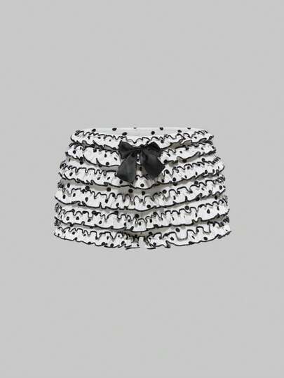 J-Fashion Y2K-Style Ruffled Polka Dot Low-Waist Women's Shorts