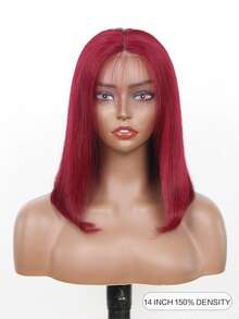 无胶鲍勃假发真人发 6x4 99j 勃艮第蕾丝前假发真人发 8-16 英寸巴西直发假发女士 - S99J - 查看 4