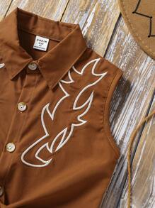 WESTFADE Young Bluse per ragazze giovani, nuovi arrivi primavera/estate 2025, con ricamo di totem occidentali e design con laccetto, di moda e versatili per uso quotidiano, uscite e occasioni sociali