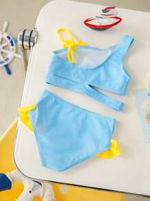 SHEIN Baby Girl Cute Duck Print Bikini Swimsuit Set, Bathing Suits For Baby - Multicolor - View 2